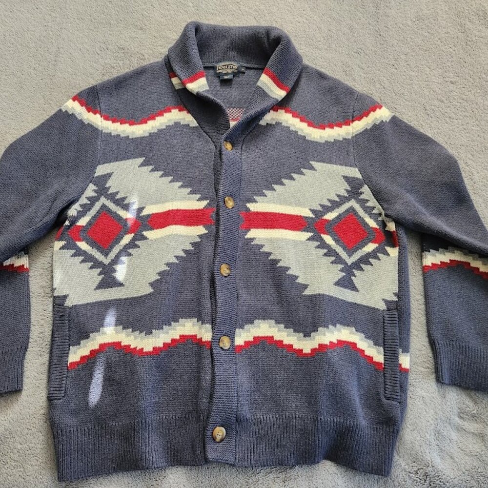 aztek blue pendleton cardigan button mens xl